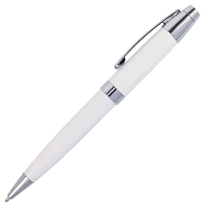 Metal Ballpoint Pen in Matching Tube - White