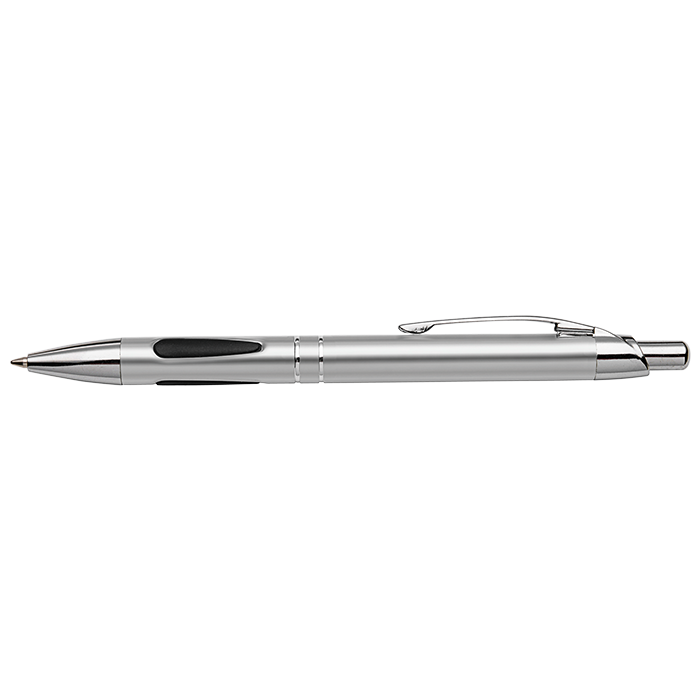 Metal Ergonomic Grip Ballpoint Pen - Silver