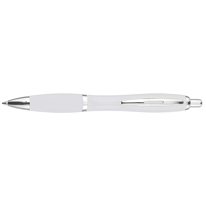 Curved Design Ballpoint Black Ink Pen - White