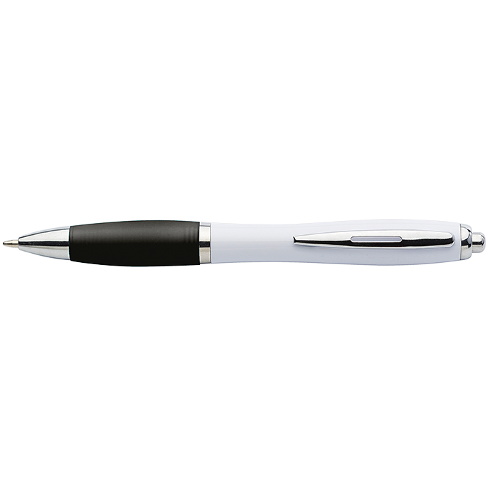White Barrel Curved Design Ballpoint Pen - Black