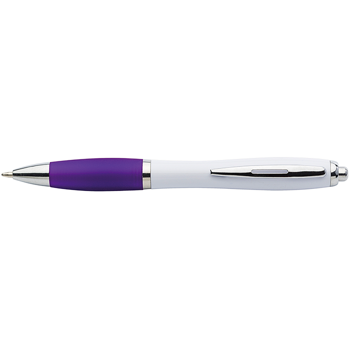 White Barrel Curved Design Ballpoint Pen - Purple