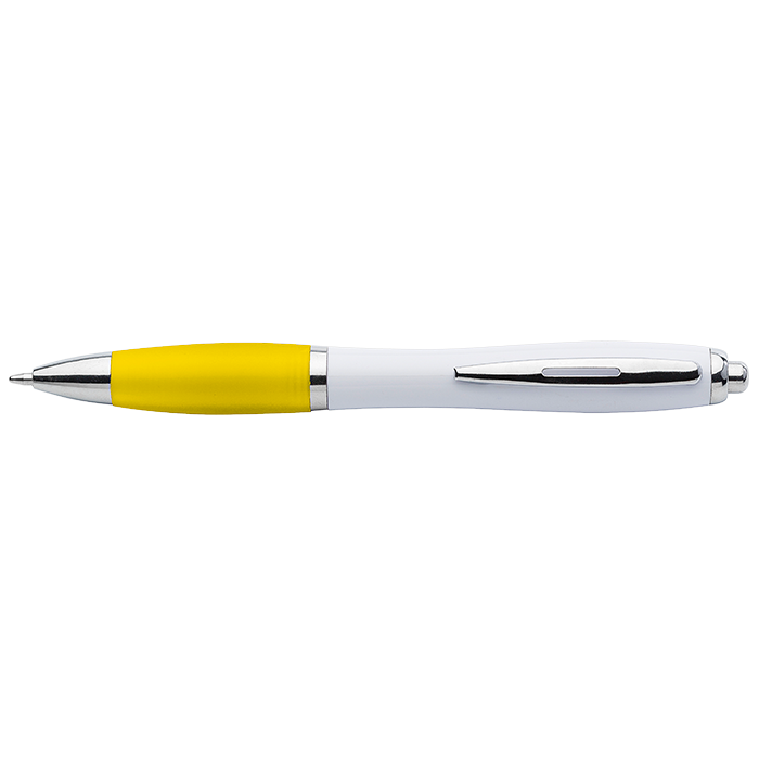 White Barrel Curved Design Ballpoint Pen - Yellow