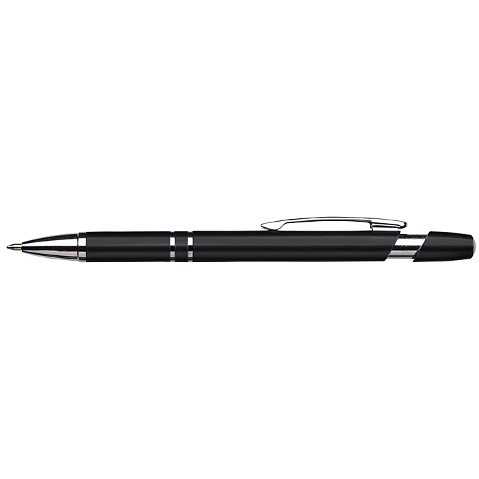 Dual Ring Metallic Ballpoint Pen - Black