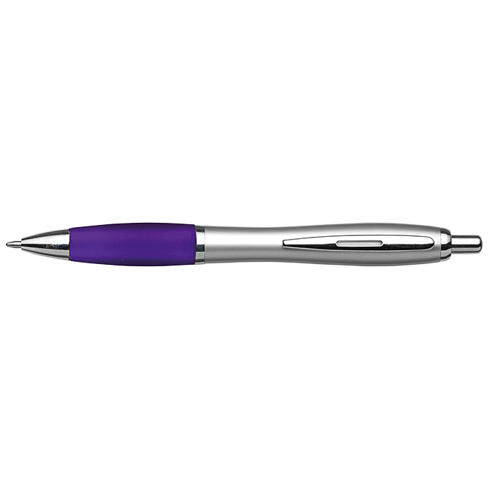 Silver Barrel Curved Design Ballpoint Pen - Purple