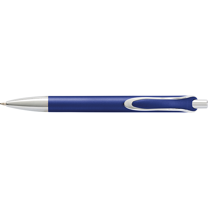 Coloured Barrel Ballpoint Pen with Silver Tip and Clip - Blue