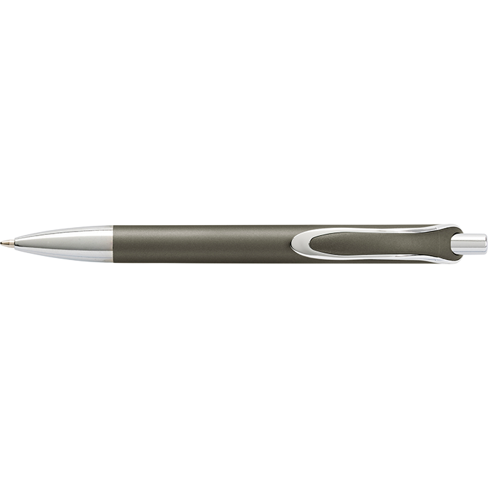Coloured Barrel Ballpoint Pen with Silver Tip and Clip - Grey