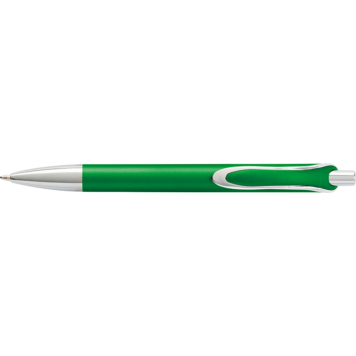 Coloured Barrel Ballpoint Pen with Silver Tip and Clip - Pale Green