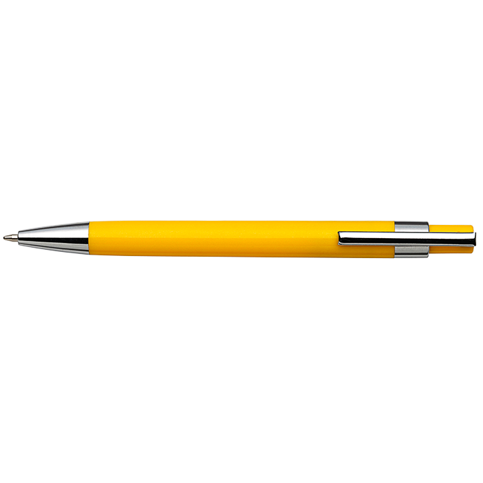 Coloured Barrel Click Pen - Yellow