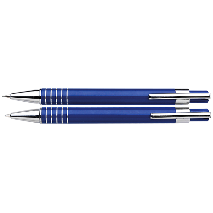 Lacquered Barrel Matching Ballpoint Pen and Clutch Pencil Se - Cobalt Blue