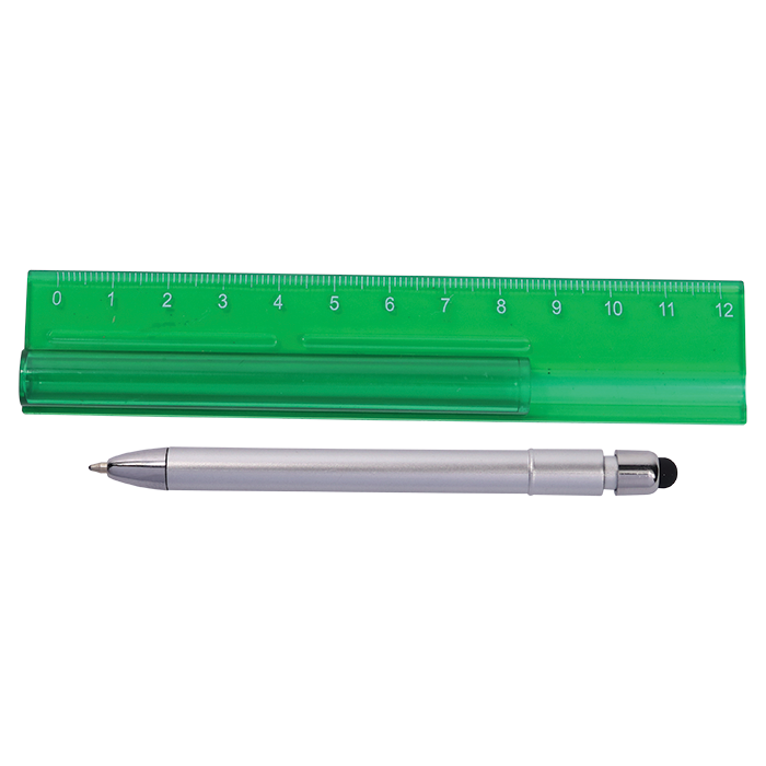 Translucent Ruler with Stylus Pen - Transparent Green