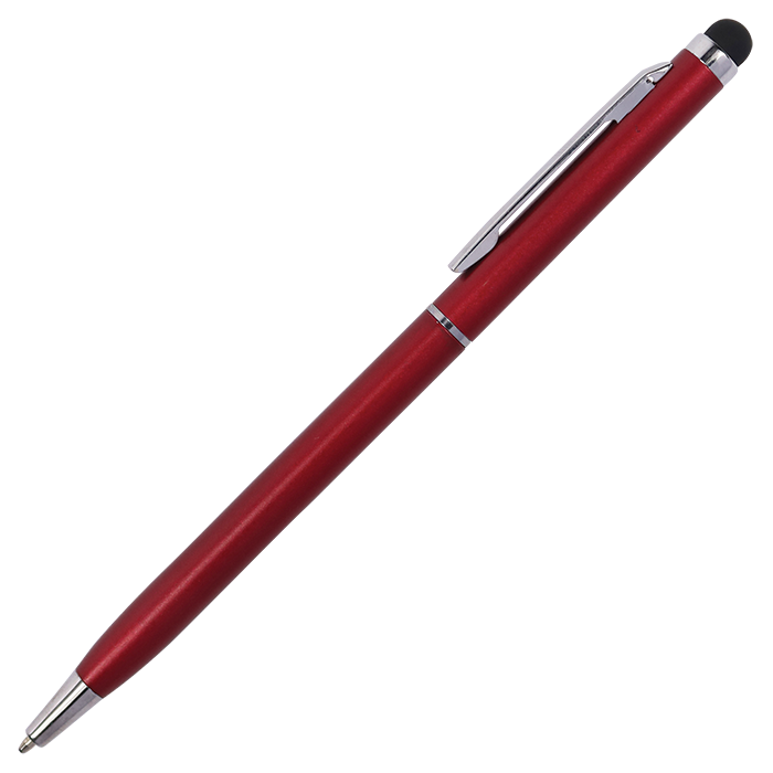 Slim Elegant Ballpoint Pen with Stylus - Burgundy