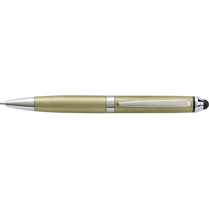 Coloured Barrel Ballpoint Pen with Stylus - Gold