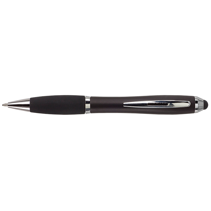 Ballpoint with Rubber Grip and Stylus - Black