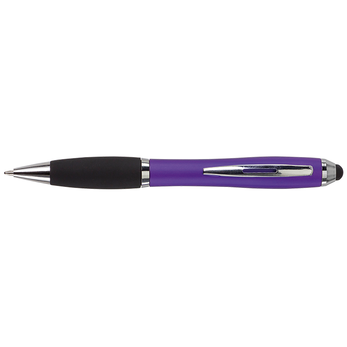 Ballpoint with Rubber Grip and Stylus - Purple