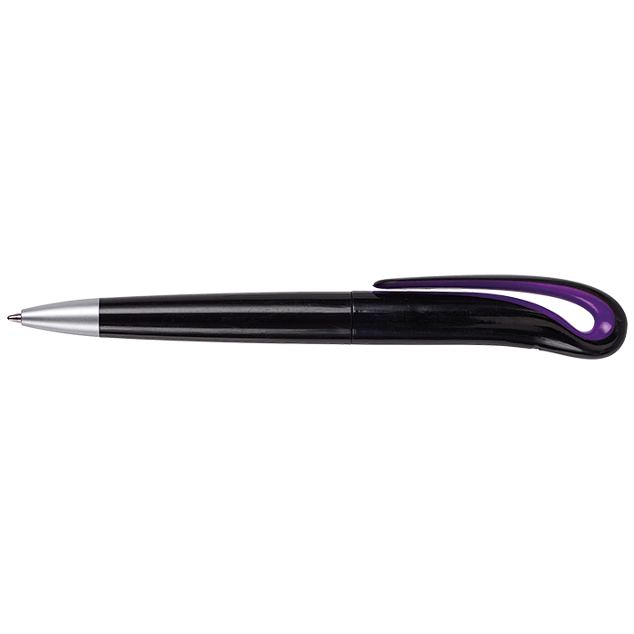 Swan Neck Design Ballpoint Pen with Black Barrel - Purple