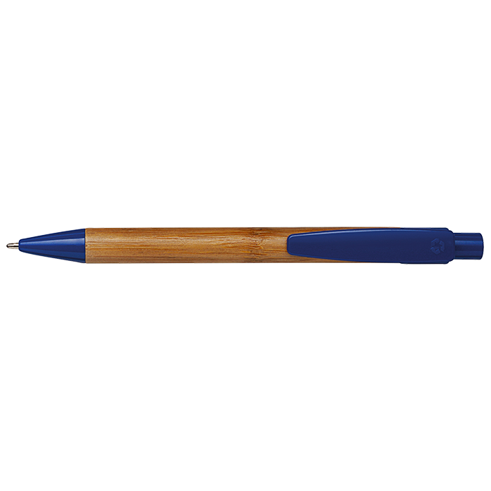 Bamboo Ballpoint Pen with Plastic Trims - Blue
