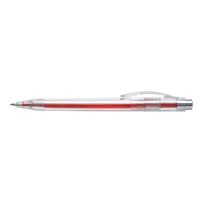 Translucent Ballpoint Pen with Coloured Refill - Red