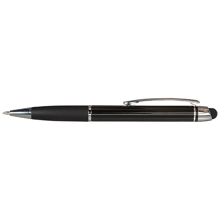 Stylus Ballpoint Pen with Matching Coloured Grip - Black