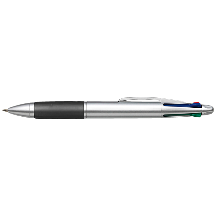 4 Colour Ballpoint Pen with Rubber Grip - Black