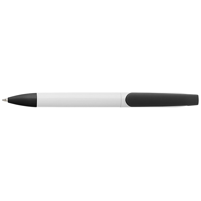 Twist Action Ballpoint Pen With White Barrel - Black