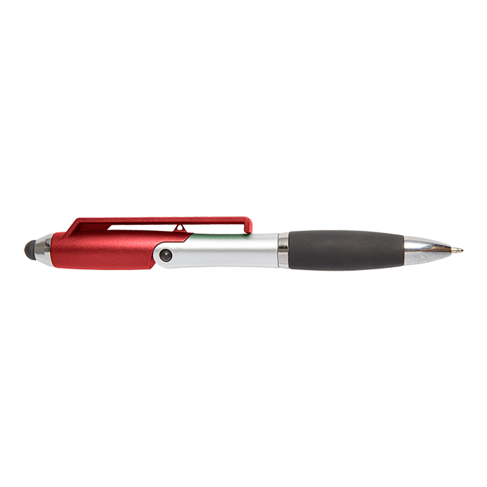 Ballpoint Pen With Stylus And Mobile Phone Stand - Red