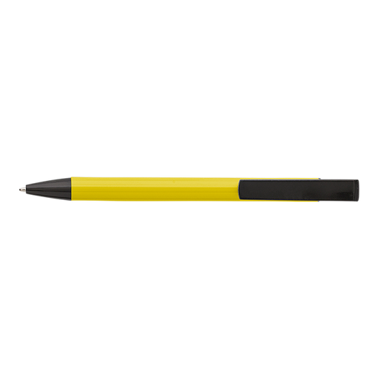 Aluminium Ballpoint Pen With Mobile Phone Stand - Yellow