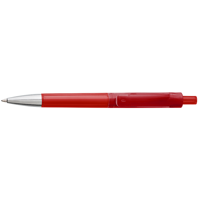 Ballpoint Pen With Transparent Coloured Barrel - Red