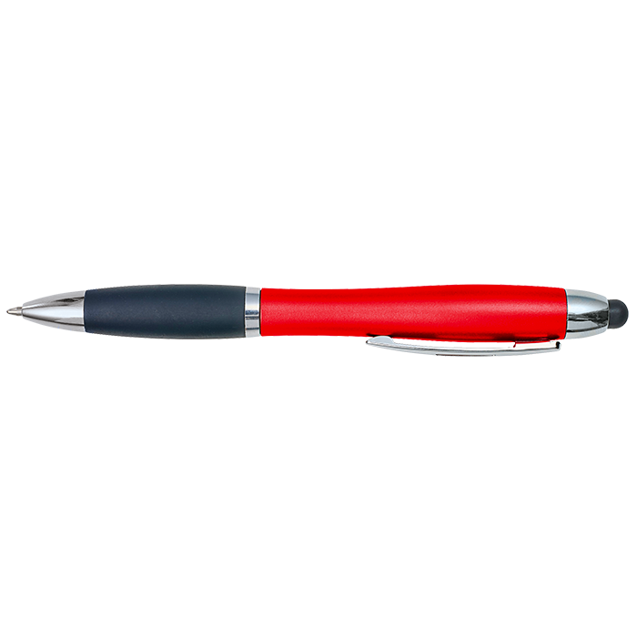 Curved Design Logo Light Up Ballpoint Pen - Red