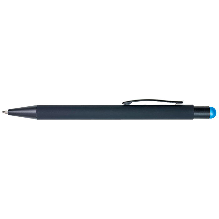 Matte Black Coated Ballpoint Pen - Light Blue