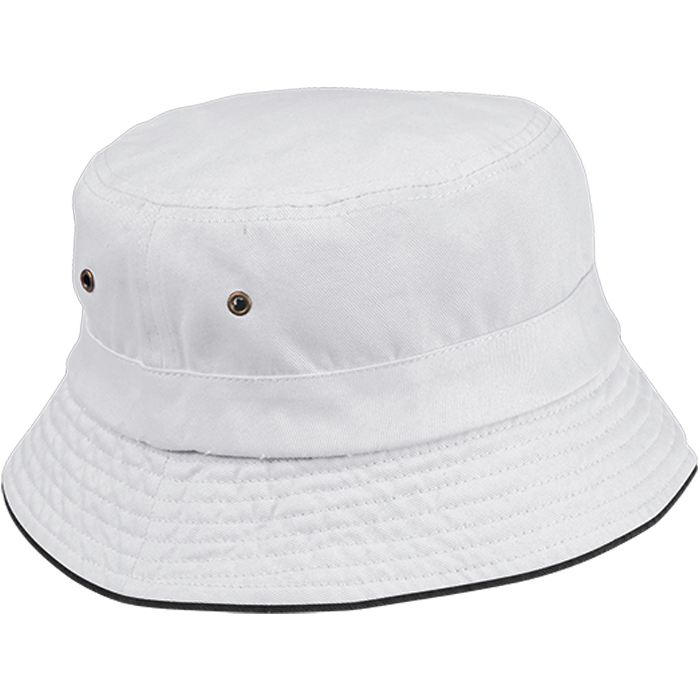 Bucket Reversible Cotton Hat - White/Black