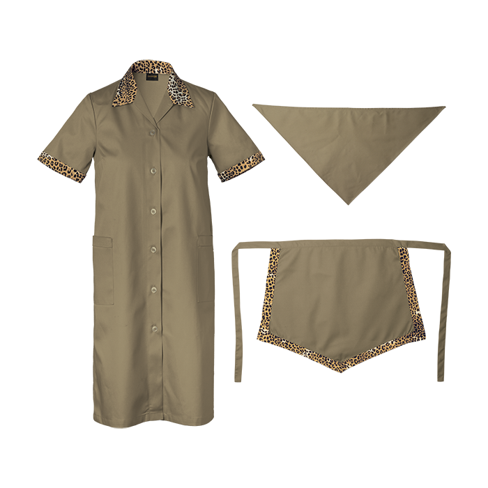 Poly Cotton 3 Piece Set Ladies - Khaki/Animal Print