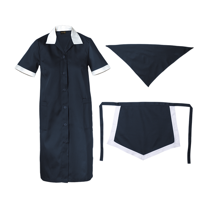 Poly Cotton 3 Piece Set Ladies - Navy/White