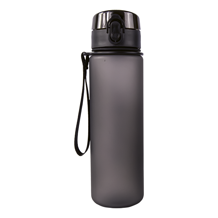 600ml Frosted Cylinder Water Bottle - Black