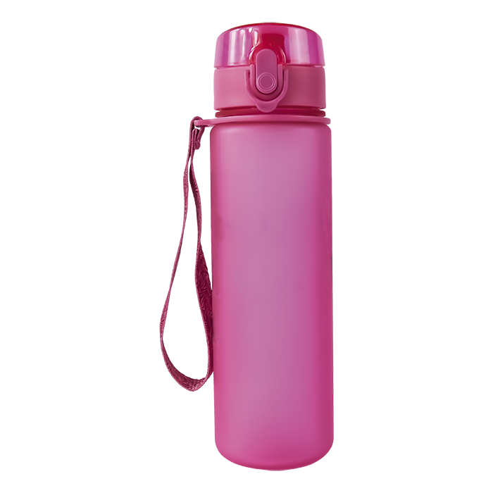 600ml Frosted Cylinder Water Bottle - Pink