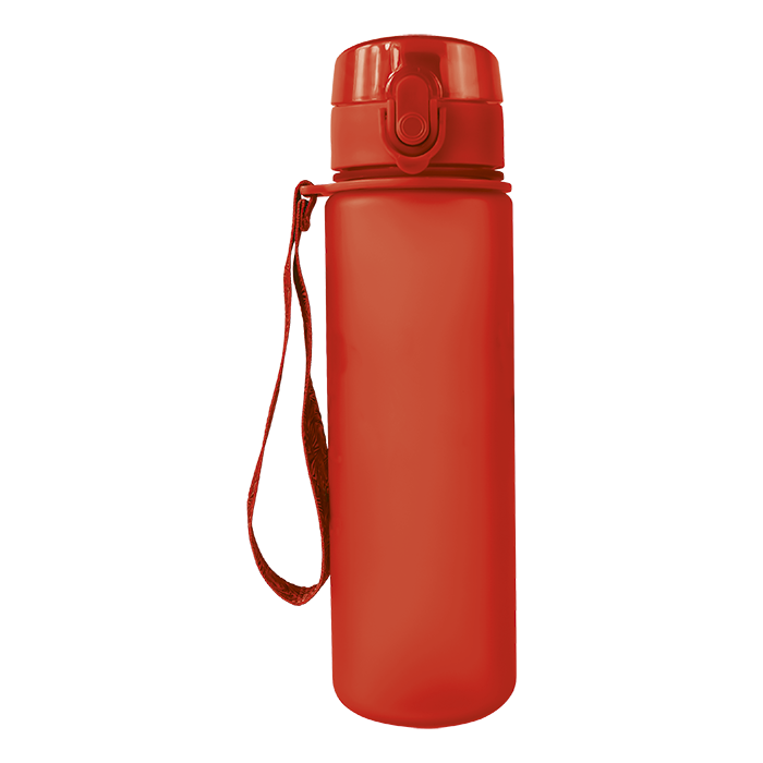 600ml Frosted Cylinder Water Bottle - Red