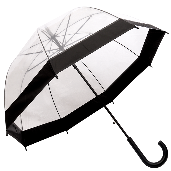 Dome Shaped Clear Umbrella - Black