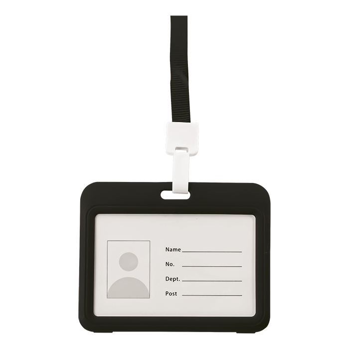 Card Holder With Lanyard - Black