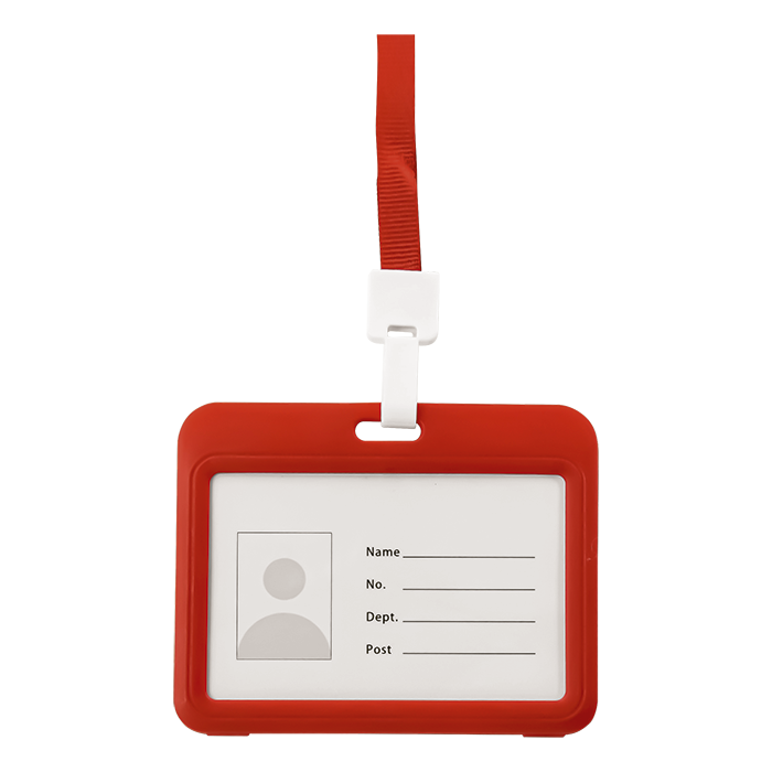 Card Holder With Lanyard - Red