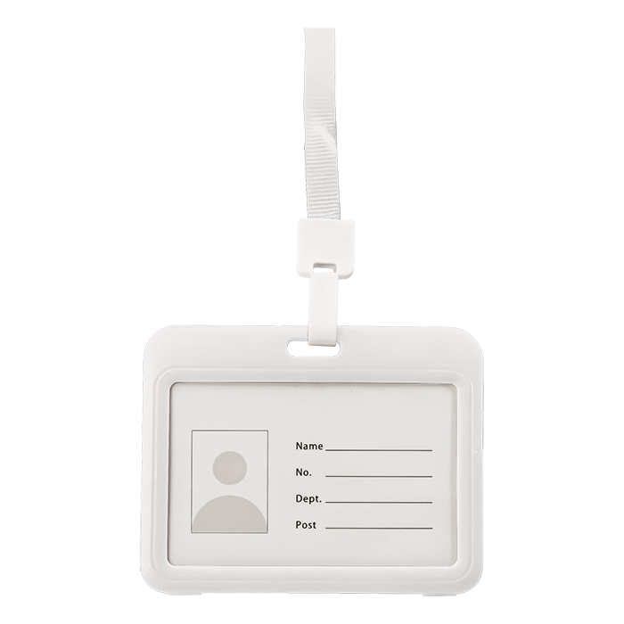 Card Holder With Lanyard - White