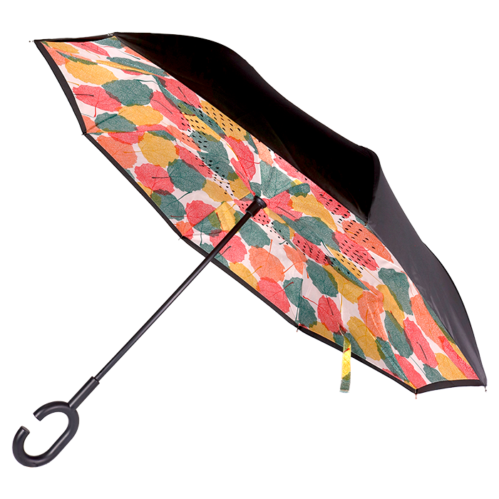 Printed Reversible Umbrella - Autumn Leaf