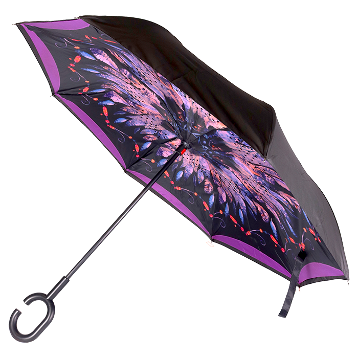 Printed Reversible Umbrella - Purple