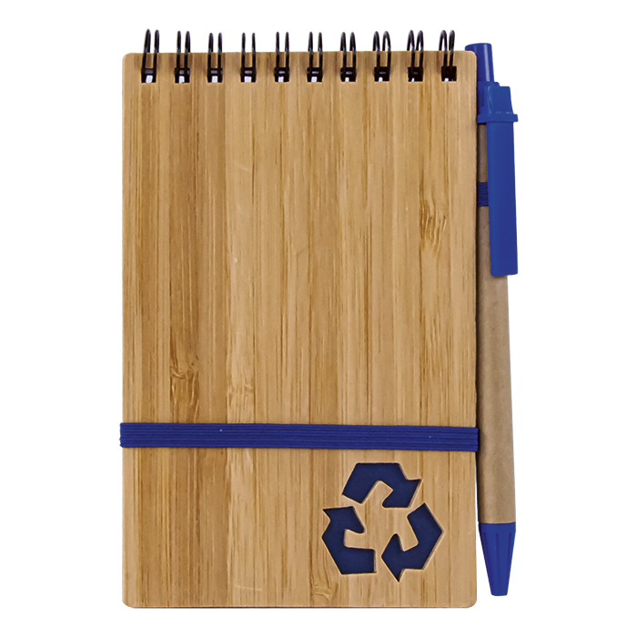 Bamboo Notebook With Pen - Blue