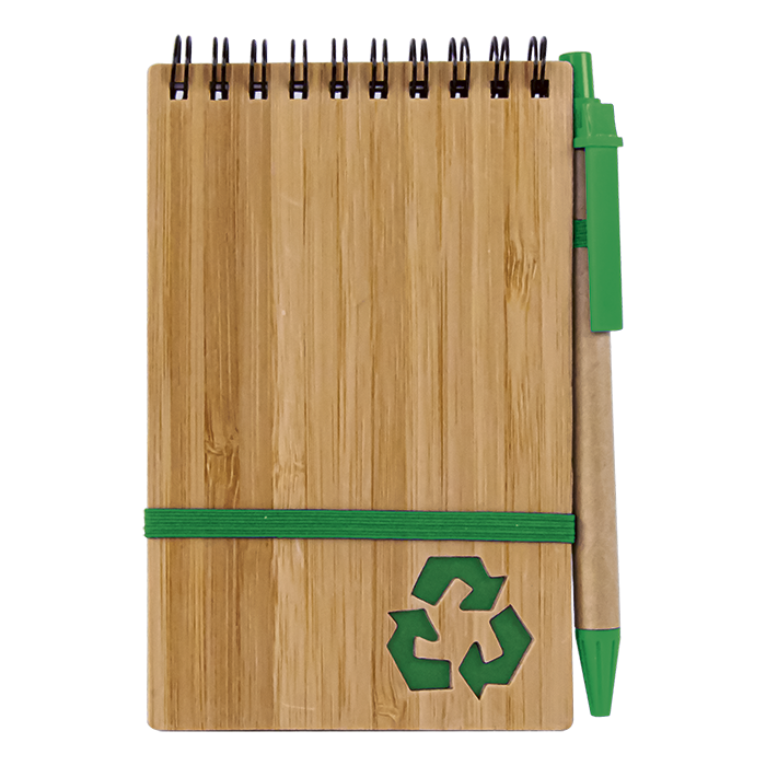 Bamboo Notebook With Pen - Green