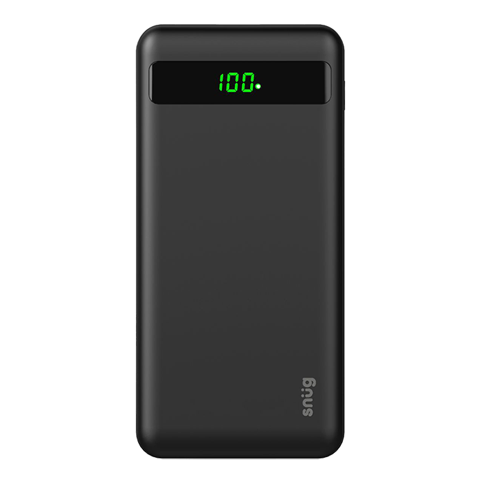 Snug Compact Led Powerbank - 20000Mah - Black