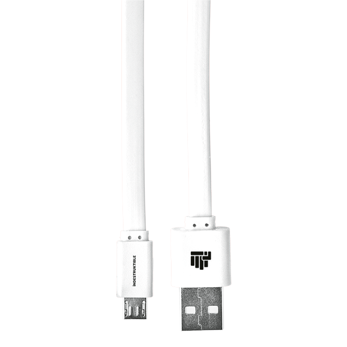 Ind USB 2.0 To Micro Flat Cable - White