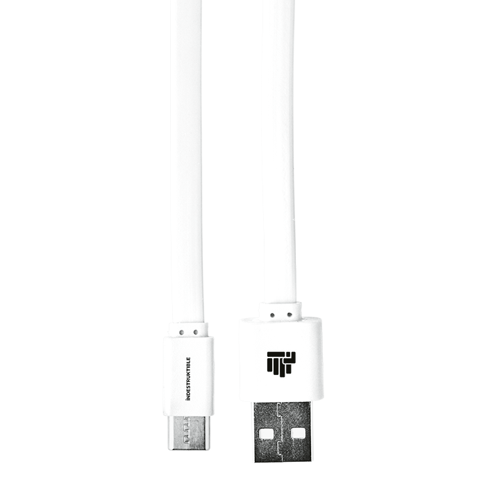 IND 1.2m Flat Type C Charger Cable - White