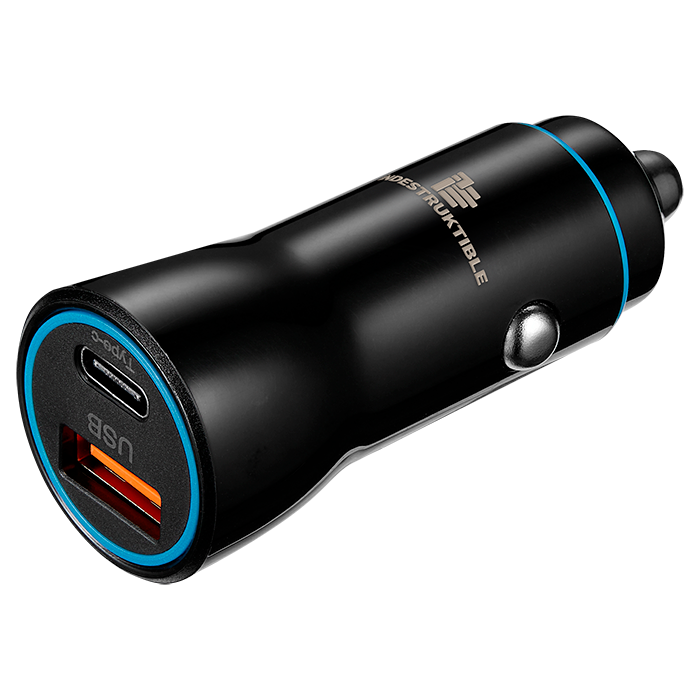 IND 38W Dual Car Charger USB & Type-C - Black