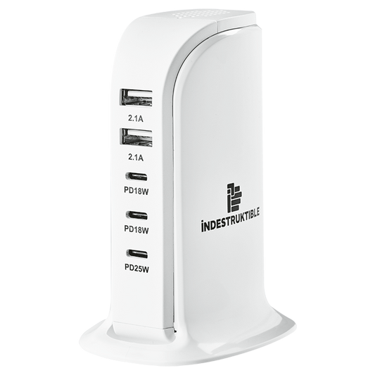 IND 5 Port P.D + USB Gan Charger - White