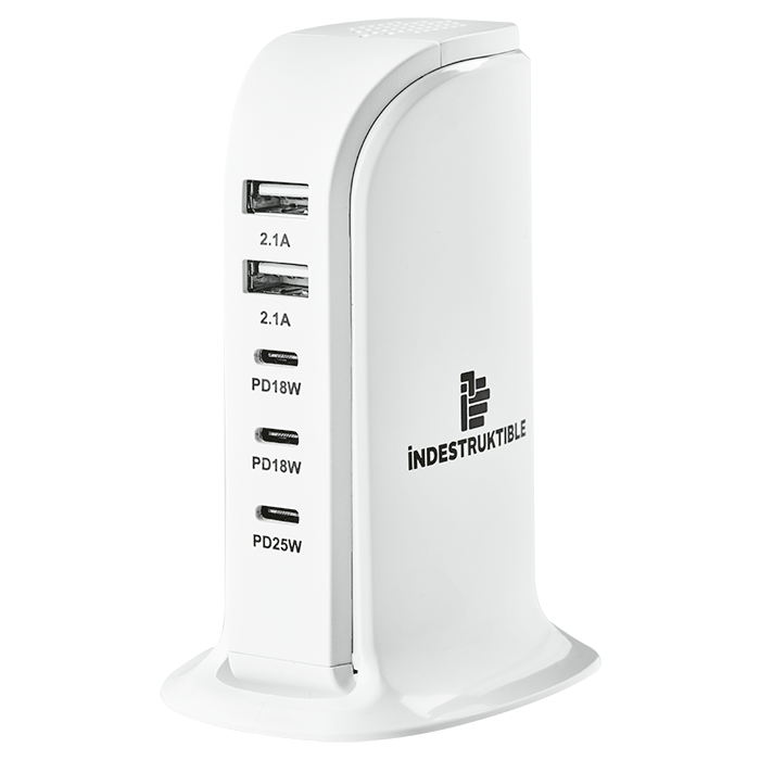 IND 5 Port P.D + USB Gan Charger - White