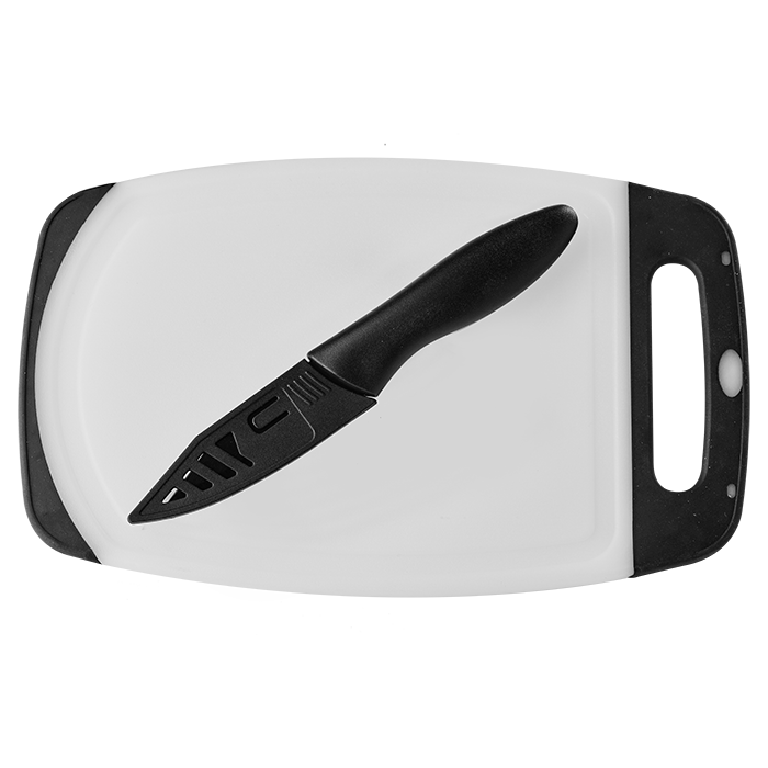Kitchen Knife With Cutting Board Set - Black
